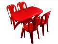 United Plastic Rectangular Table & Armless Chair Set (4 Chairs And 1 Table). 