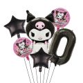 6pcs Cartoon Sanrio Cute Kuromi My Melody Cinnamoroll Foil Balloon 32 inch Number Set Children's Birthday Party Decorative Toys. 