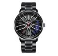 Car Watches For Men, Waterproof Stainless Steel Quartz Wrist Watch Sports Men's Watches With Car Wheel Rim Hub Design. 