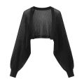 Hollow-out Long-sleeved Knitted Cardigan Top Women's Summer Thin Jacket Vest Dress Shawl Worn Over A Shirt. 