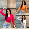 🌈Spinnyhouse🌈O neck rayon long sleeve crop top🧨I have a lot of models Wan B-046-3-A.. 