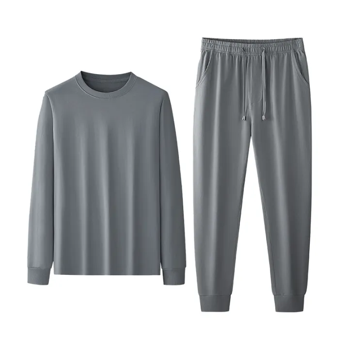 Men's%20Solid%20Color%20Pajama%20Set%20Soft%20Cotton%20Loose%20Fit%20Street%20Ready%20Comfortable%20Loungewear%20Pajamas%20-%20Image%203