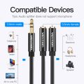 Vention Audio Splitter Cable 3.5mm Male to 2 Female Jack 3.5mm Mic Y Splitter Aux Cable for iPhone Laptop MP3 Headphone Splitter. 