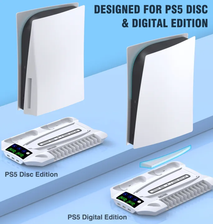 Dinofire%20S6000%20For%20PS5/PS5%20Slim%20Console%20Disc/Digital%20Vertical%20Stand%20Cooling%20Fan%20For%20Sony%20Playstation%205%20controller%20Charging%20Dock%20-%20Image%205