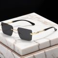 Fashion Rimless Sunglasses UV400 Rectangle Women Men Shades Hiking Square Sun Glasses Female Male Beach Vacation Travel Eyewear.