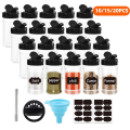4/10/15/20pcs Spice Jars with Labels Plastic Transparent Spice Bottle Containers for Spice Pepper Salt Cocina Kitchen Spice Jar. 