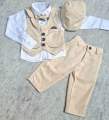 5pcs PARTY DRESS SET FOR KIDS ( full sleeves shirt , full pant , vest/koti and bow tie ).