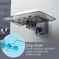 Transparent Soap Rack No Drilling Wall Mounted Layer Soap Holder Soap Sponge Dish Bathroom Accessories Soap Dishes Self Adhesive. 