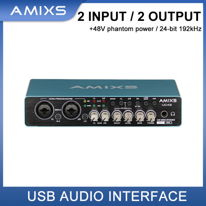 AMIXS UC42 Audio Interface for Recording Computer Free Drive USB External Sound Card for Pc Audio Equipment Professional Video