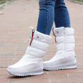 Winter thick women's snow boots Warm Plush Mid-calf Boots Non slip Waterproof Platform Snow Boot Casual Female White shoes.