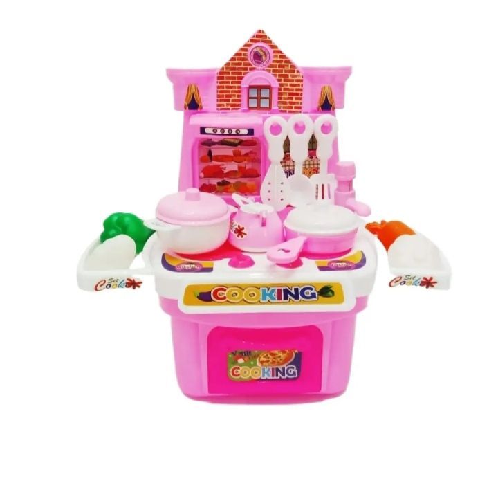 water circulation pink kitchen set for kids (23 pcs)  - 17 inches