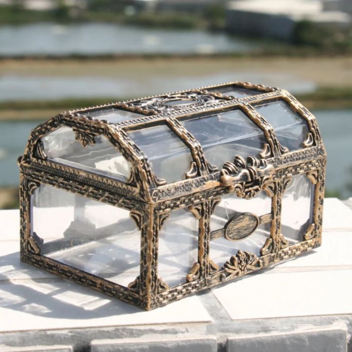 Plastic Transparent Pirate Treasure Box Crystal Gem Jewelry Box Storage ...