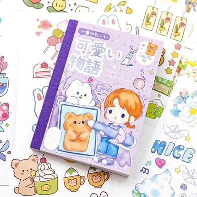 Kawaii Cute Rabbit Sticky Scrapbooking Journal Girls Decorative Label Sticker Book