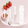 WORTHBUY 3/4PCS Cute Portable Dinnerware Set Reusable 304 Stainless Steel Fork Spoon Chopsticks With Box Cutlery For Kid Student.