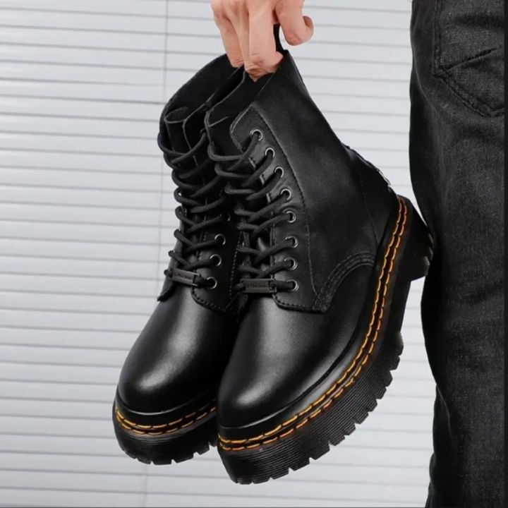 Black Martin Triple Sole Ankle Boots For Men