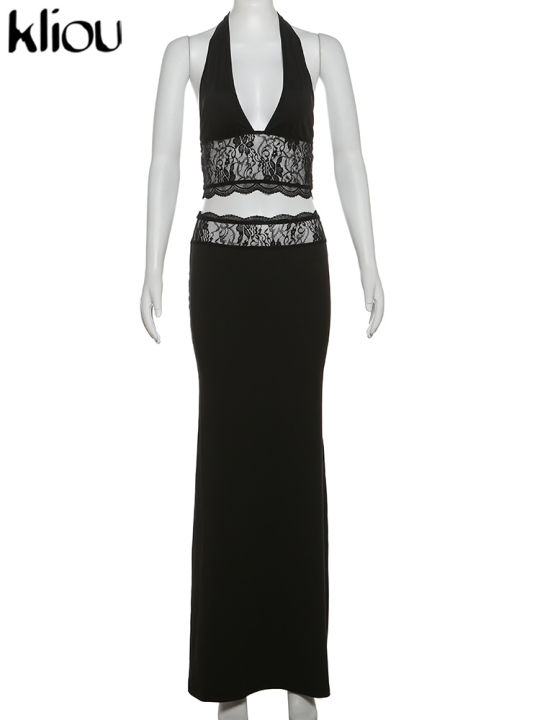 kliou%20Lace%20Patchwork%20Women%202%20Piece%20Set%20Halter%20Fashion%20Backless%20Sheer%20V-neck%20Tanks+Trim%20Matching%20Long%20Skirts%20Mujer%20Elegant%20Suits%20-%20Image%207