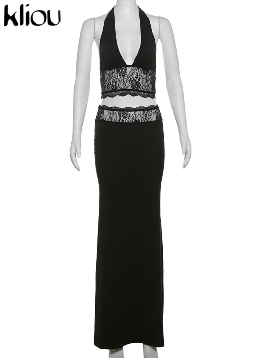 kliou%20Lace%20Patchwork%20Women%202%20Piece%20Set%20Halter%20Fashion%20Backless%20Sheer%20V-neck%20Tanks+Trim%20Matching%20Long%20Skirts%20Mujer%20Elegant%20Suits%20-%20Image%207