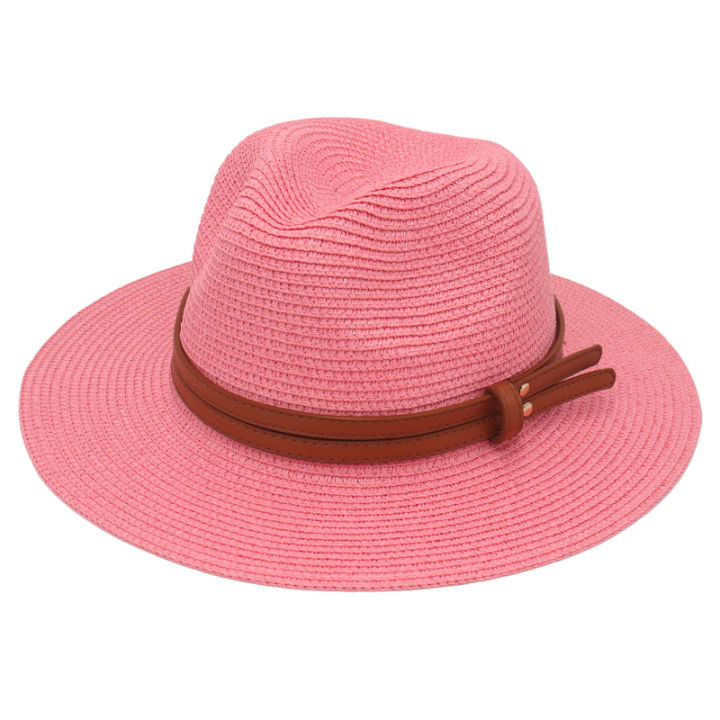 Summer Straw Sun Hat Panama Hats Grass Knitted Hat Breathable Leisure Jazz Hat European American Style Straw Hat Beach Caps