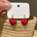 Red Heart Dropper Earrings for Women Versatile in All Seasons Suitable for Daily Wedding Occasions Style.