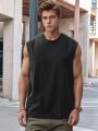 2025 Summer New Men's Washed Cotton Tank Tops Muscle Gym Sleeveless Workout T Shirts Running Beach Loose Cutoff Tees.