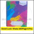 Good Luck Spiral Notebook 160 Pages - 6 pcs | Premium Quality Khata for Students - University Note Book / Note khata / Exercise book, Math khata.