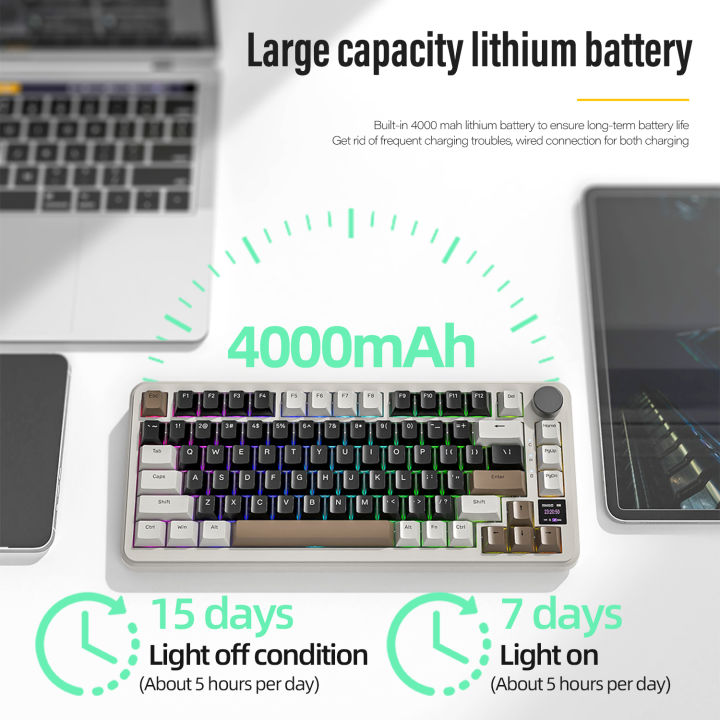 ATTACK%20SHARK%20X85/X85Pro%20Wireless%20Mechanical%20Keyboard%2075%25%2082%20Keys%20Tri-Mode%20Bluetooth%20Wird%20RGB%20Hot%20Swap%20Gasket%20Knob%20Large%20battery%20-%20Image%202