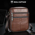 BULLCAPTAIN Men's leather shoulder bag multifunctional and high-capacity cowhide crossbody bag handbag Casual Messenger Bag. 