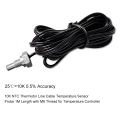 10K NTC Thermistor Line Cable Temperature Sensor Probe 1M Length with M6 Thread for Temperature Controller. 