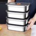 Stainless Steel Camping Lunch Box Sealed Microwave Suitable Bento Box Leak-proof Large Capacity Refrigerator Freezer Storage Box.