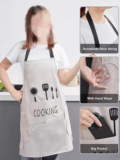Kitchen%20Apron%20Waterproof%20Oil-Proof%20Apron%20For%20Woman%20Adjustable%20Household%20Cooking%20Bib%20With%20Pocket%20Hand-Wiping%20Clean%20Tool%20Accessory%20-%20Image%203