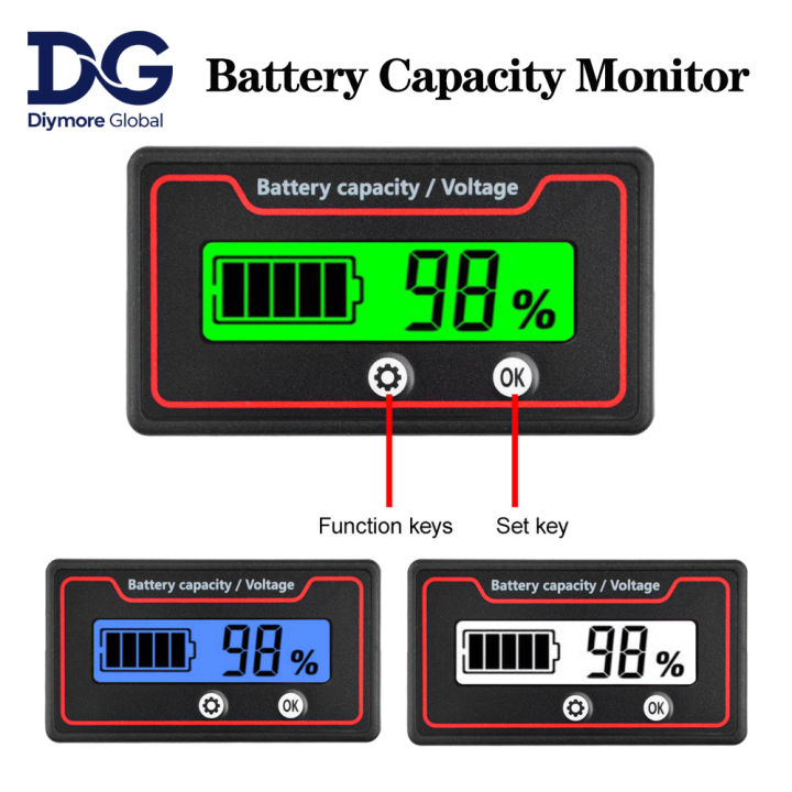 Car Battery Charge Level Indicator 12V 24V 36V 48V 60V 72V Lithium ...