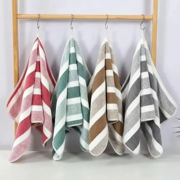 Striped%20Pattern%20Towel%20Set%20Soft%20Face%20Towel%20Bath%20Towel%20Quick%20Drying%20Absorbent%20Towels%20For%20Bathroom%20-%20Image%202