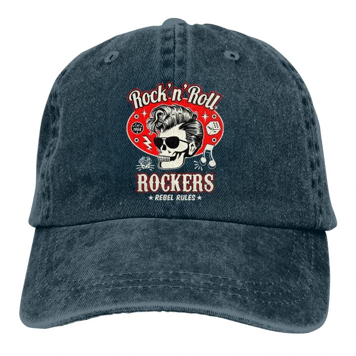 Washed%20Men's%20Baseball%20Cap%20Skull%20Dice%20Rockers%20Trucker%20Snapback%20Caps%20Dad%20Hat%20Rockabilly%20Rock%20and%20Roll%20Golf%20Hats%20-%20Image%202