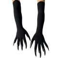 43cm Women Scary Claw Long Nail Elastic Mittens Halloween Black Devil's Ghost Claws Gloves Party Cosplay Performance Costume.
