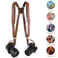 Universal Dual Camera Strap Double Camera Harness Adjustable Leather Camera Straps Universal Camera Shoulder Strap for DSLR/SLR. 