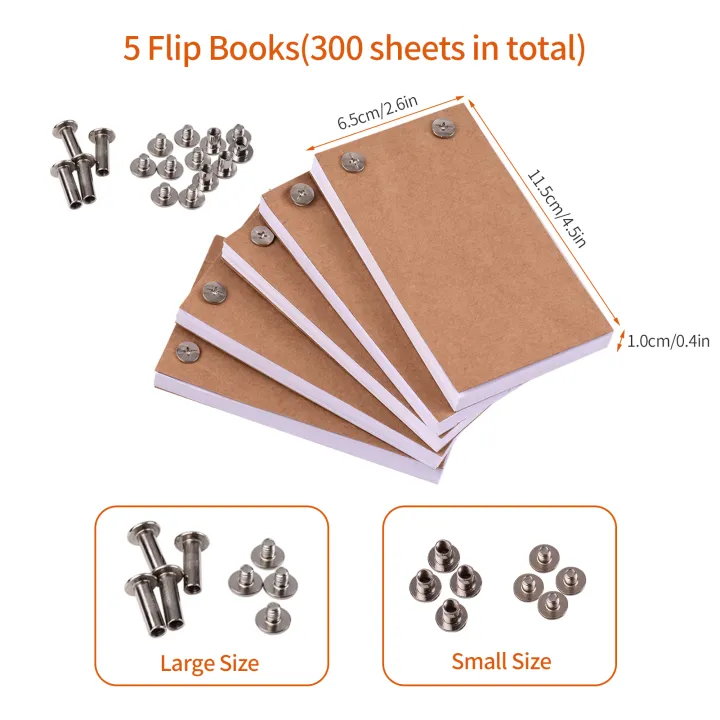 Blank Flip Book Kit with 300 Sheets Animation Paper Flipbook Binding ...