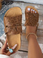 Women's Casual Retro Animal Snake Print Slippers and Sandals - Stylish Buckle Single-Strap Design, Non-Slip Pvc Sole, Comfortable Pu Upper, Suitable for Casual Beach Wear, Indoor and Outdoor Outfits, Spring and Summer Series Women's Shoes. 