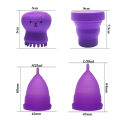Silicone Menstrual Cup+Folding Cup,used for Female Menstrual Period,Reusable Menstruation Collector+Face Cleansing Brush.
