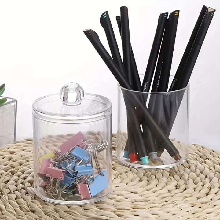1/2/3%20Pack%20Plastic%20Cotton%20Swab%20Ball%20Pad%20Holder,%2010%20Oz%20Bathroom%20Organizer,%20Qtip%20Apothecary%20Jar%20Clear%20Container%20Dispenser%20-%20Image%204