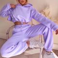 Fashion Trend Women's Wear, Long-sleeved Sports Casual Suit Waist Two-piece Set.