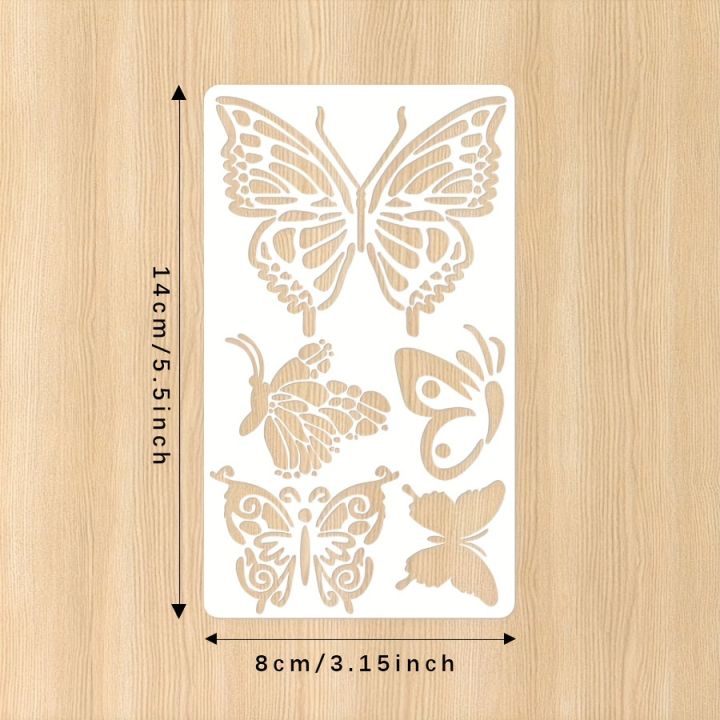 6%20Pcs%203.15x5.5inch%20Butterfly%20Flower%20Leaf%20Plastic%20Stencils%20Set%20for%20DIY%20Journal%20Scrapbooking%20Wood%20Painting%20Template%20-%20Image%202