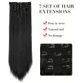 Synthetic Clip Hair Extension Piece Seven-piece Set Of Natural Long Straight Hair Multi-size Women's Hair Accessories. 