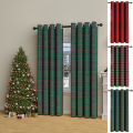 1/2 Panel Christmas Plaid Blackout Curtain Thermal Insulated Grommet Window Drapes Darkening Curtains for Living Room Bedroom. 