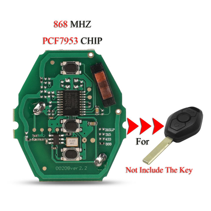 jingyuqin CAS2 Sytem Remote Smart Car Key Circuit Board For BMW E38 E39 E46 X3 X5 Z3 1/3/5/7 Series 3Buttons 868Mhz PCF7953