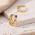 Stainless Steel Irregular Twist Earrings for Women Gold Color Round Hoop Earrings Fashion Jewelry Wedding  Free Shipping. 