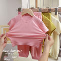 Summer fashion for boys and girls casual two-piece set of original color. 