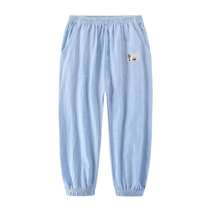 Children%20Trousers%20For%20Boys%20Girls%20Cotton%20Linen%20Elastic%20Waist%20Solid%20Color%20Summer%20Mosquito%20Pants%20Kids%20Clothing%20Long%20Pants%20100-160cm%20-%20Image%203