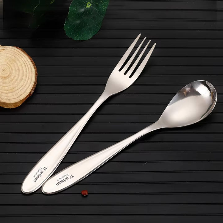 Tiartisan%20Titanium%20Ultra-light%20Durable%20Portable%20Sandblasting%20Fork%20Polished%20Spoon%20Cutlery%20Tableware%20Set%20for%20Camping%20Backpacking%20-%20Image%202