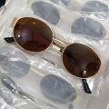 Unisex Metal Summer Sunglasses for Men and Women - Retro Oval Fashion Style with Gold Frame.