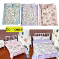 1/12 Dollhouse Miniature Bed Four Piece Bed Set Bed Sheet Quilt Pillow Quilt Cover Bedding Set Doll Bedroom Decoration Toy. 